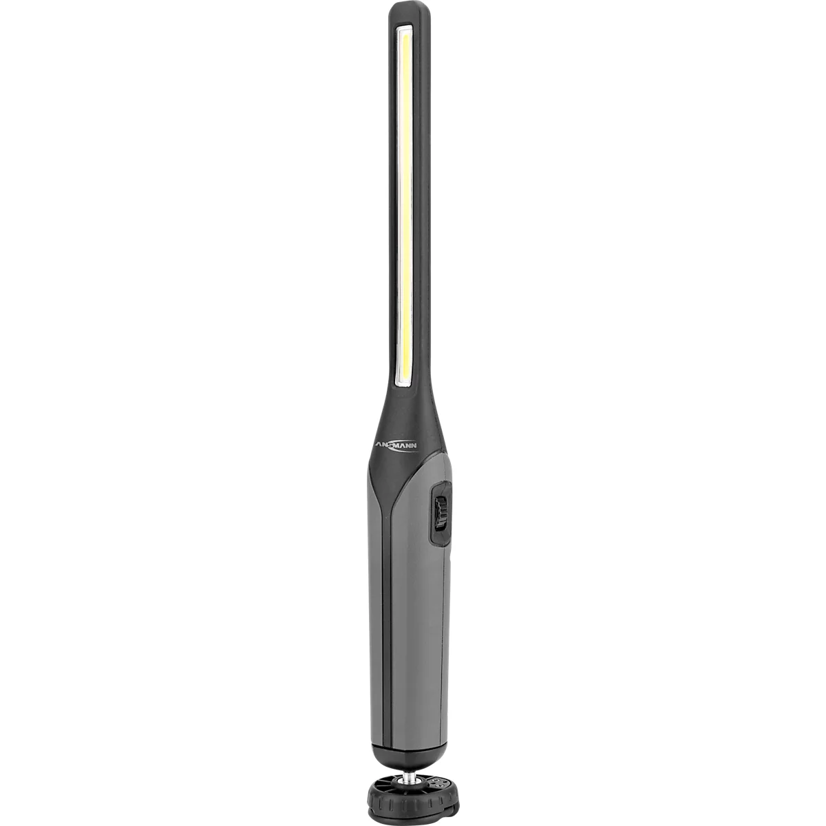 LED-Werkstattleuchte Ansmann IL700R, 700 Lumen (Hauptleuchte), 120 Lumen (Knopfleuchte), bis zu 15 h, drehbar, B 40 × T 44,5 × H 384 mm, Kunststoff
