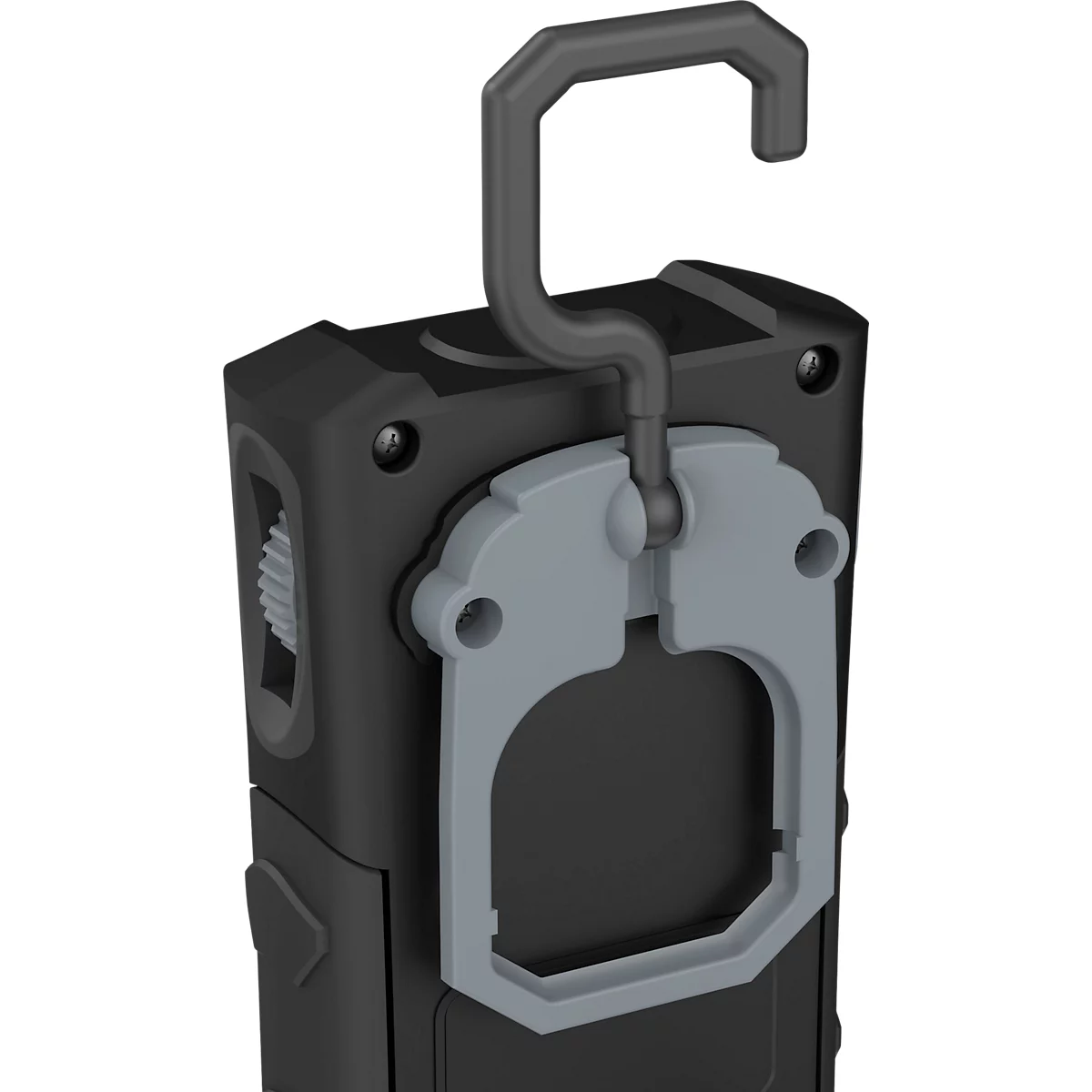 LED-Werkstattleuchte Ansmann WL 500R Pocket, 500 lm (Hauptleuchte), 180 lm (Knopfleuchte), bis zu 26 h, B 64,8 × T 40,5 × H 131 mm, schwarz