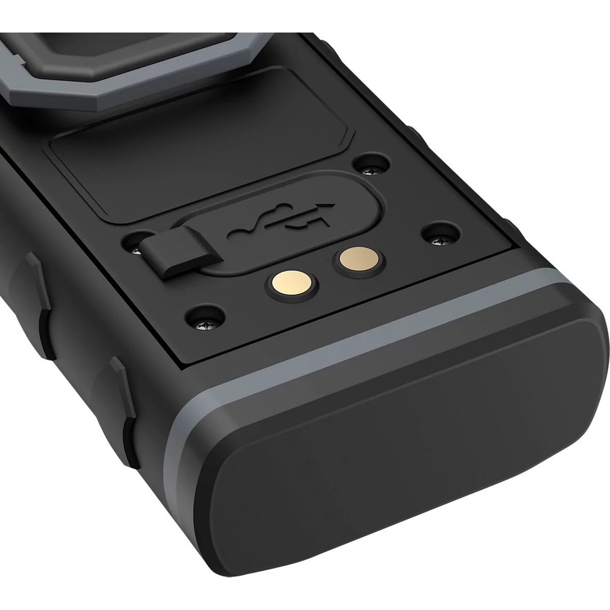 LED-Werkstattleuchte Ansmann WL 500R Pocket, 500 lm (Hauptleuchte), 180 lm (Knopfleuchte), bis zu 26 h, B 64,8 × T 40,5 × H 131 mm, schwarz