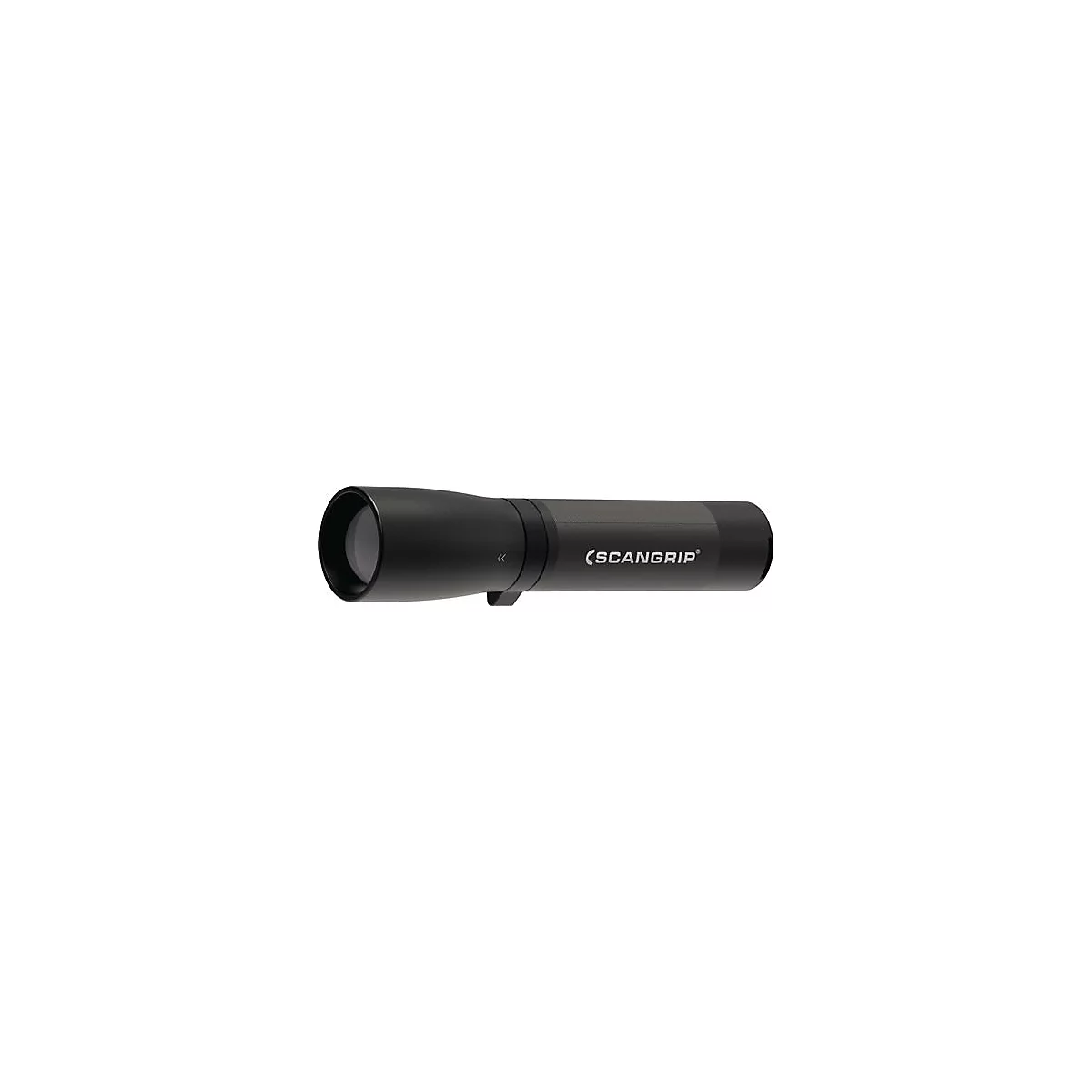 Zwarte metallic zaklamp met de inscriptie (SCANGRIP).