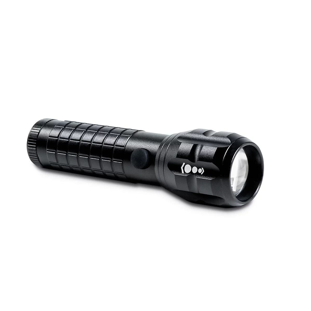 LED-zaklamp Maul MAULkronos S, vermogen 3 W, 192 lm, tot 192 m, 3 tot 14 h, 3 lichtniveaus, IPX4, incl. batterijen, aluminium, zwart