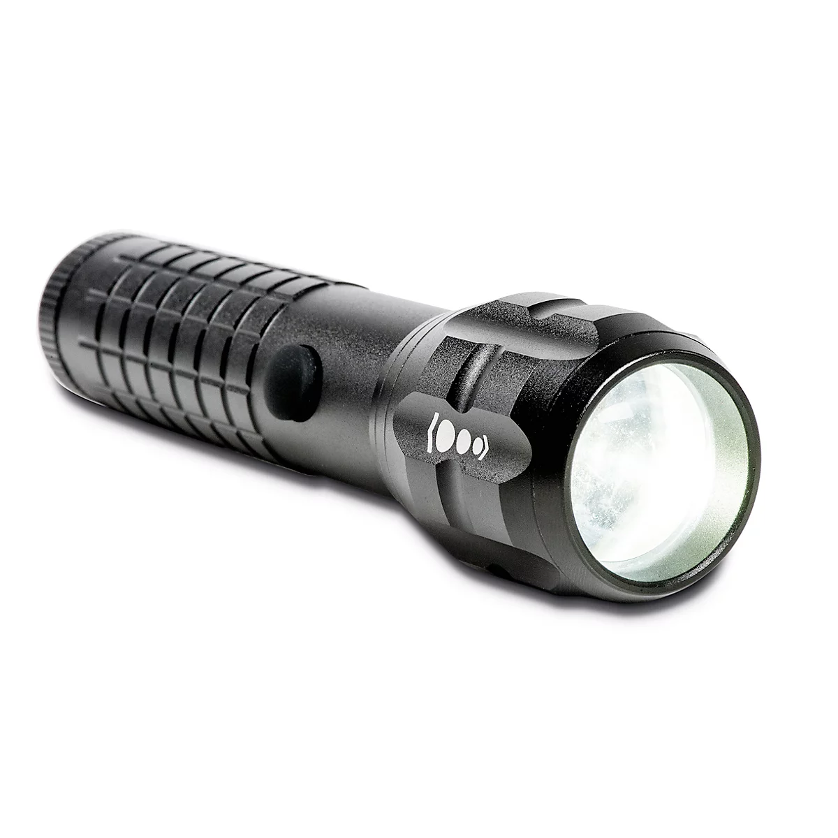 LED-zaklamp Maul MAULkronos S, vermogen 3 W, 192 lm, tot 192 m, 3 tot 14 h, 3 lichtniveaus, IPX4, incl. batterijen, aluminium, zwart