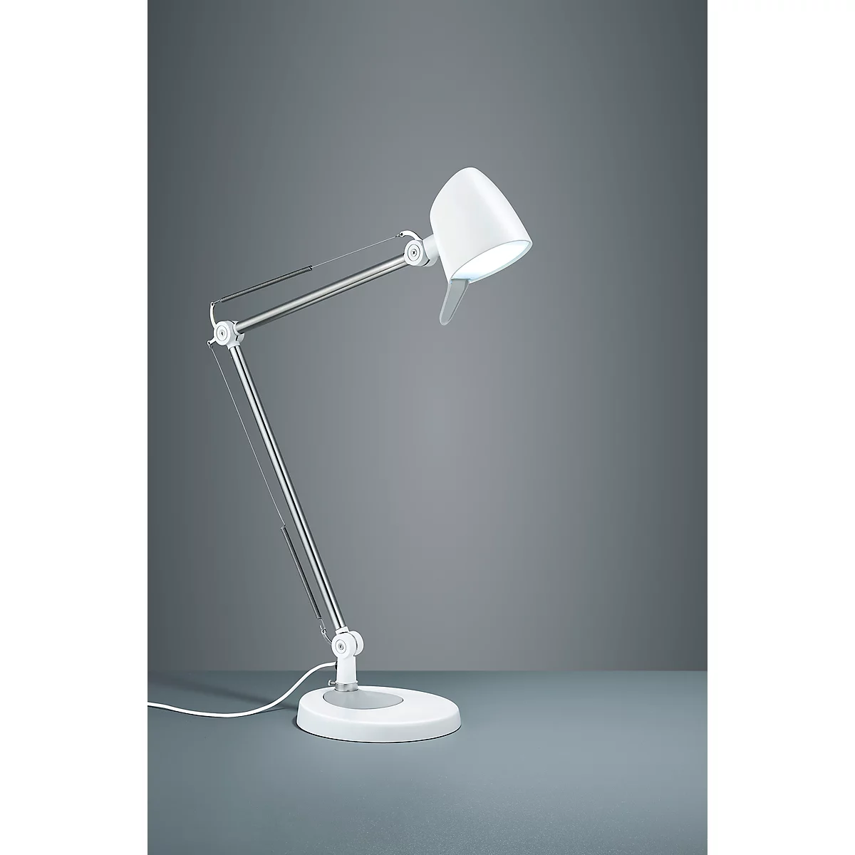 Ledbureaulamp Rado, touchdimmer 4-voudig, in hoogte verstelbaar, wit