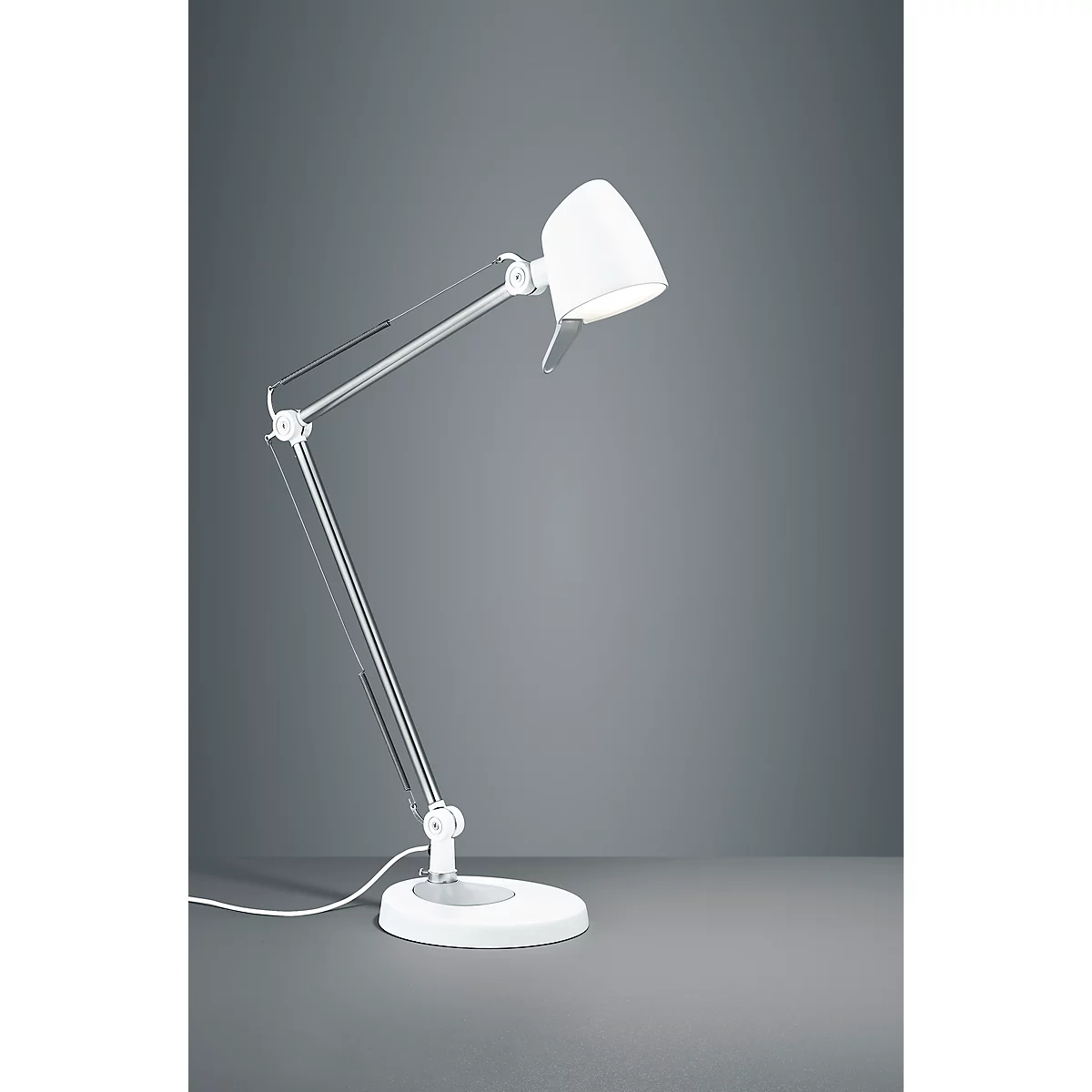 Ledbureaulamp Rado, touchdimmer 4-voudig, in hoogte verstelbaar, wit