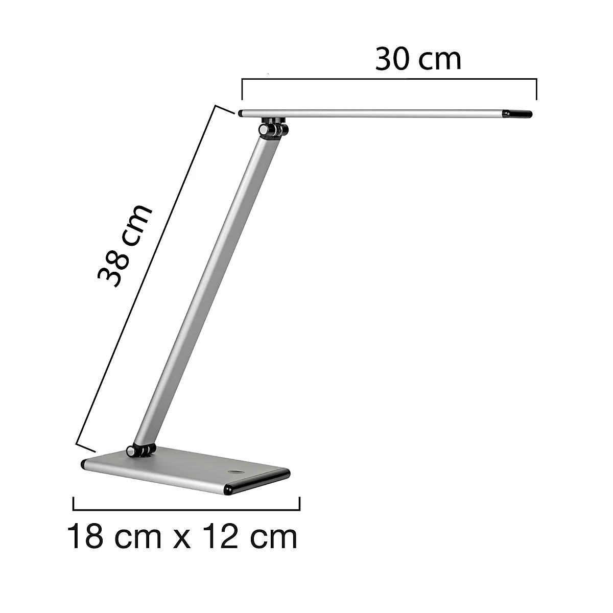 Ledbureaulamp TERRA, 5 W, 500 lm, 4 lichtsterktes, draai- en kantelbaar, vouwbaar, grijs