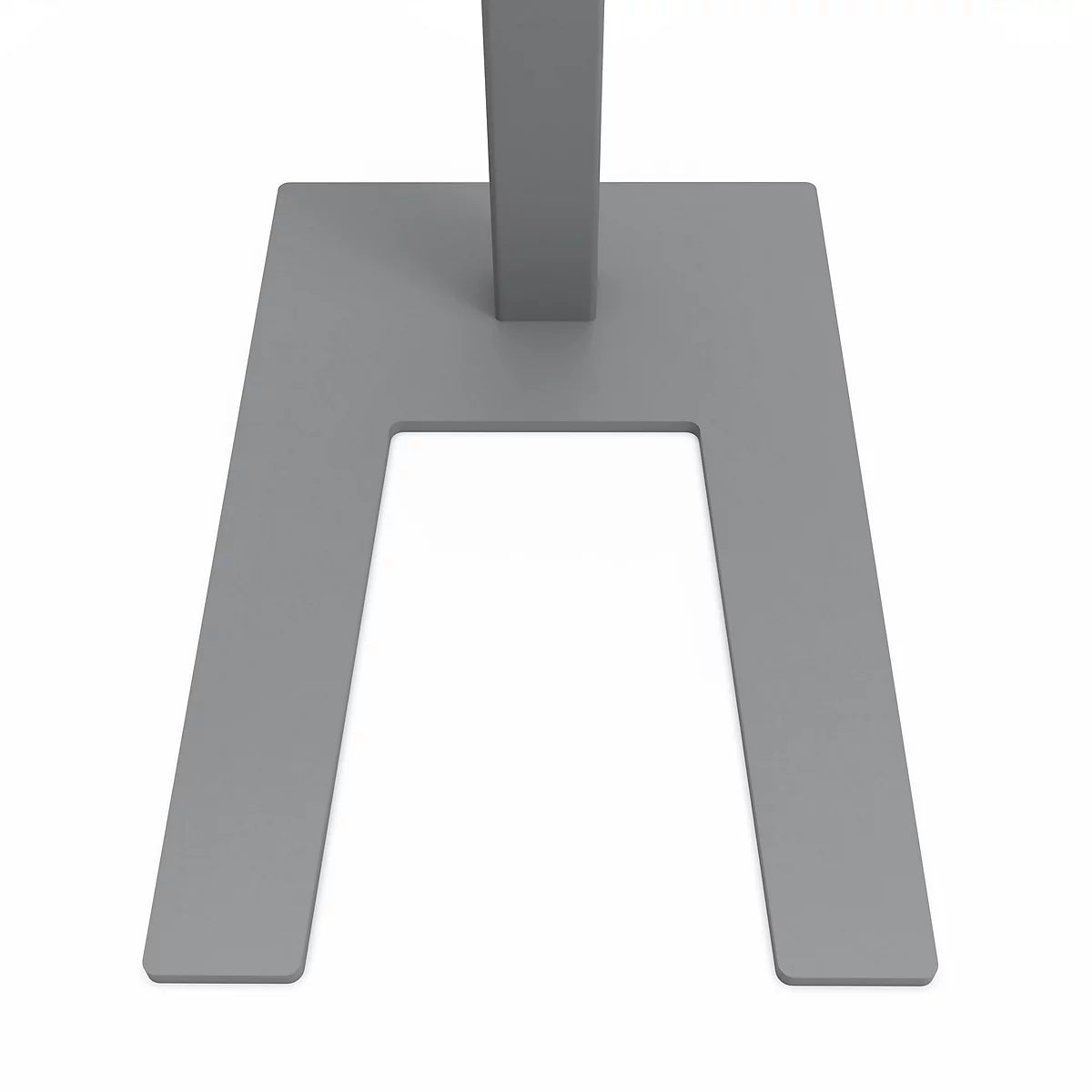 Base grise en forme de U d'un dispositif de présentation.