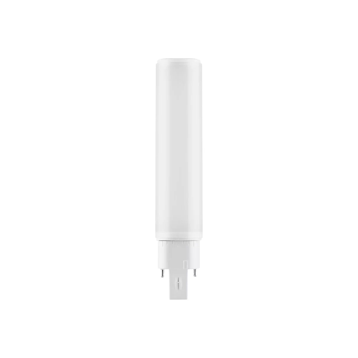 Weiße LED-Stablampe mit mattem Leuchtkörper und 4-Pin-Sockel vor weißem Hintergrund.