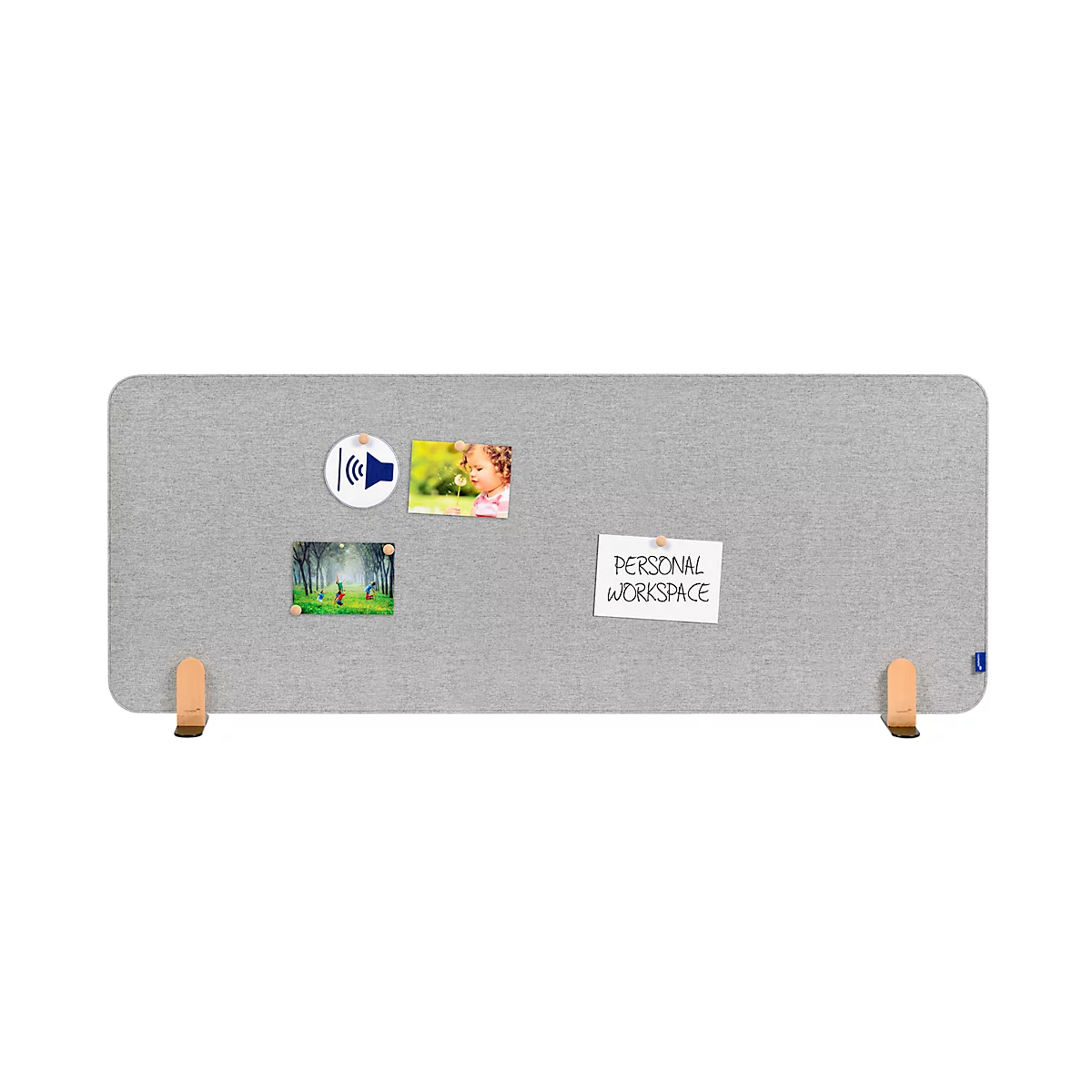 Legamaster Akustik-Tischtrennwand Elements, PET-Kern, Stoffoberfläche pinnbar, inkl. 2 Fußhalterungen, B 1600 x H 600 x T 21 mm, quiet grey