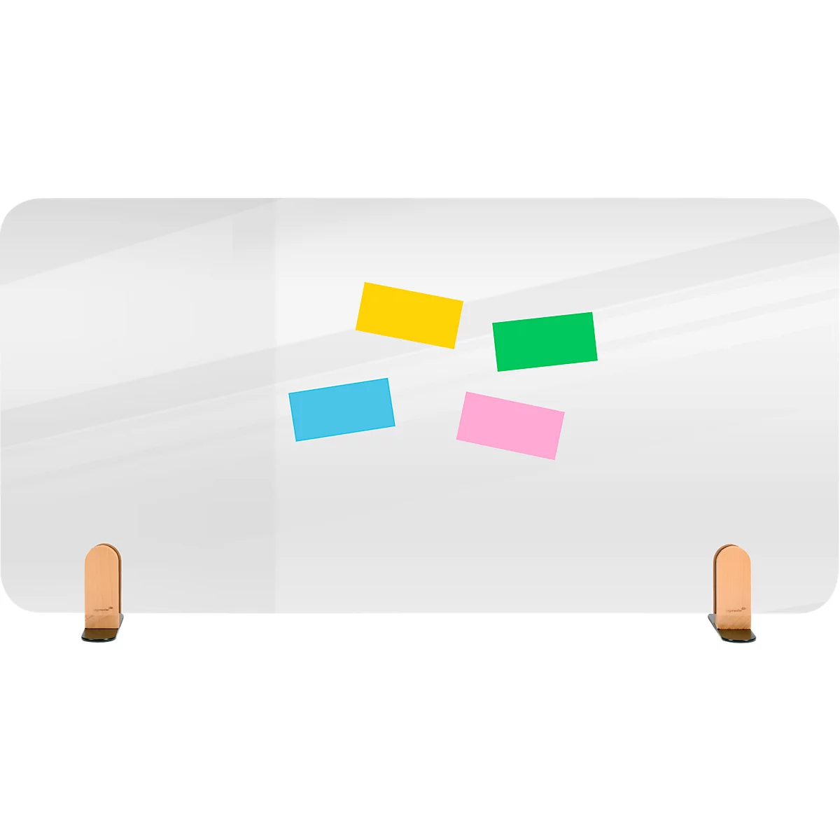 Legamaster cloison de bureau transparente Elements, verre acrylique, y compris 2 supports de pied, L 1200 x H 600 x P 5 mm