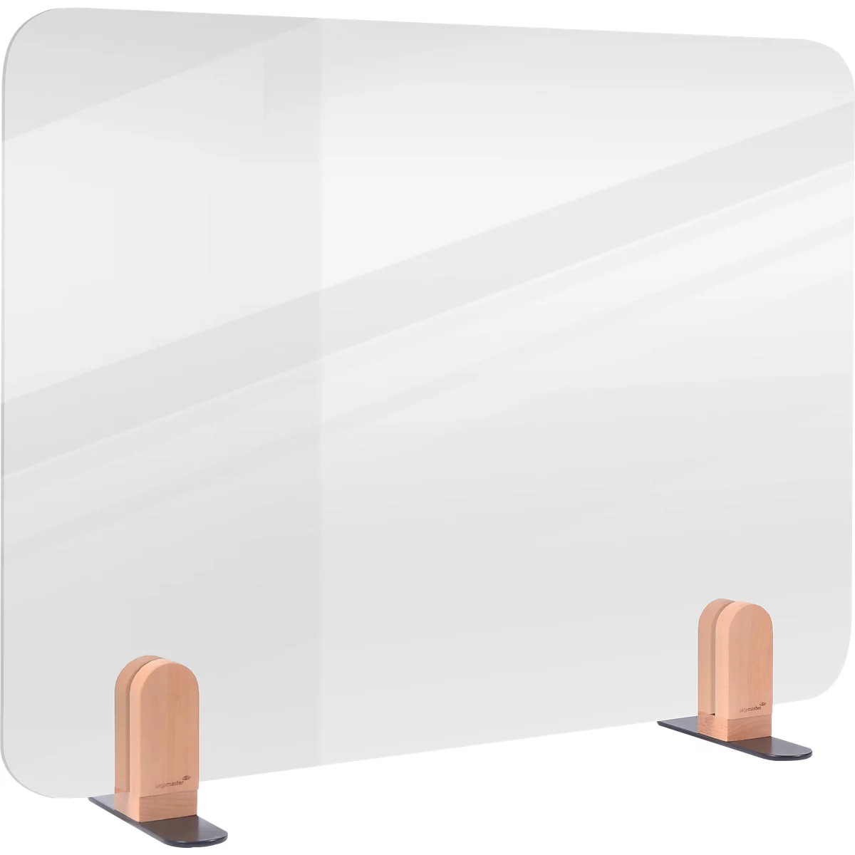 Legamaster cloison de bureau transparente Elements, verre acrylique, y compris 2 supports de pied, L 800 x H 600 x P 5 mm