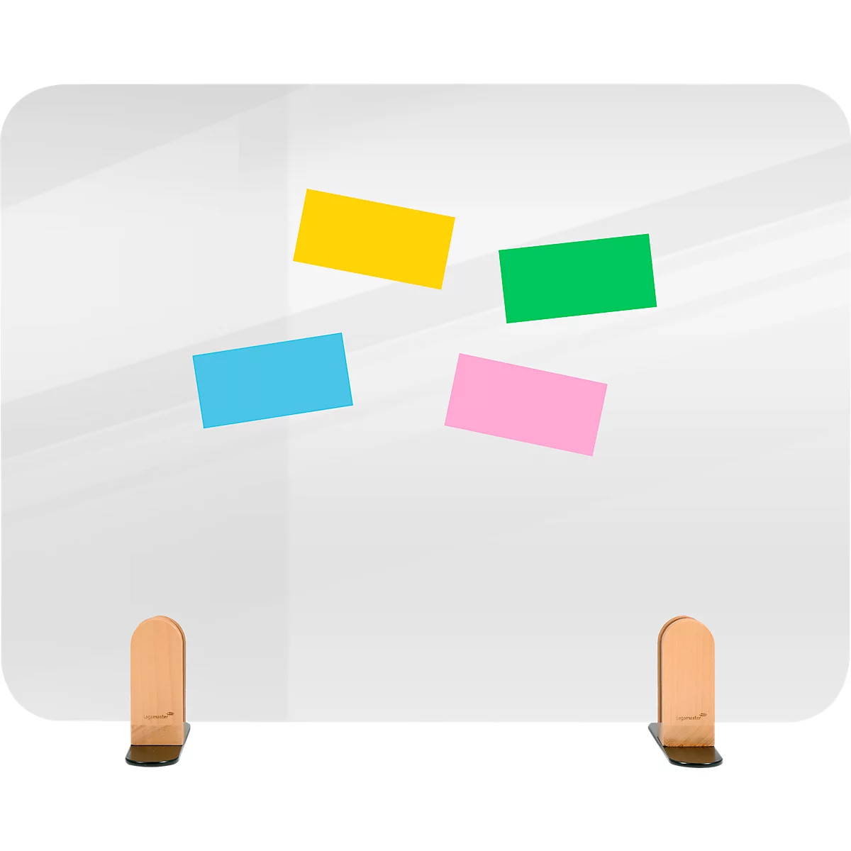 Legamaster cloison de bureau transparente Elements, verre acrylique, y compris 2 supports de pied, L 800 x H 600 x P 5 mm