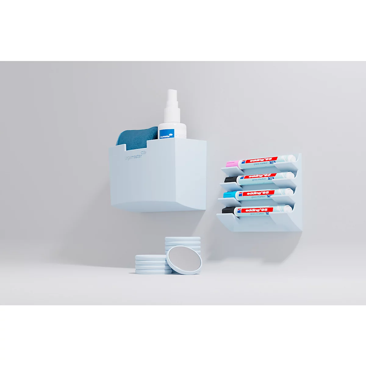 Legamaster markerhouder, voor glasborden, voor 4 markers, neodymium magneet, chilly lake