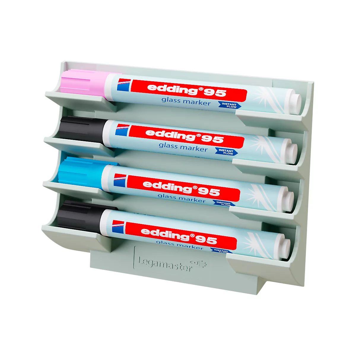Legamaster markerhouder, voor glasborden, voor 4 markers, neodymium magneet, saliegroen