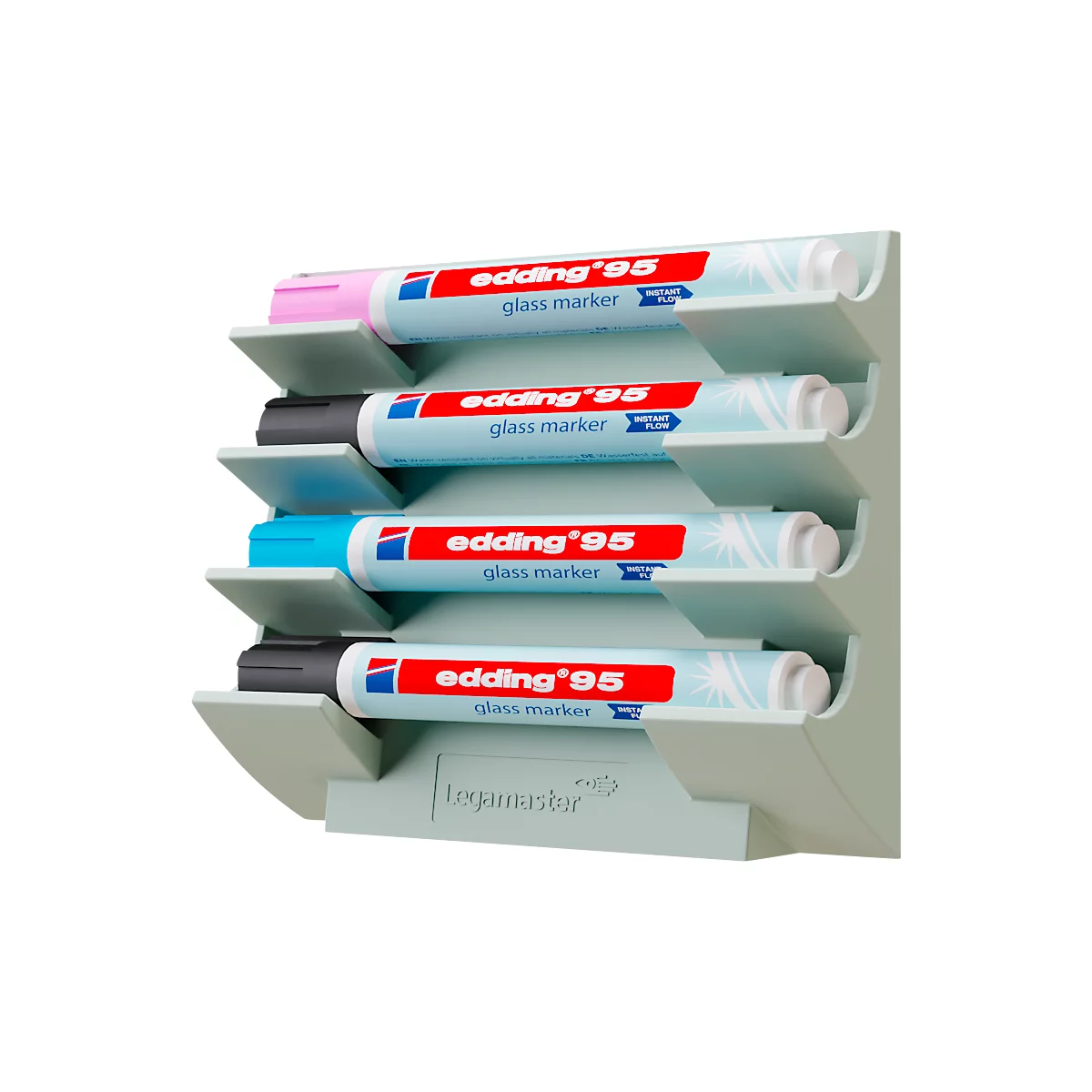 Legamaster markerhouder, voor glasborden, voor 4 markers, neodymium magneet, saliegroen