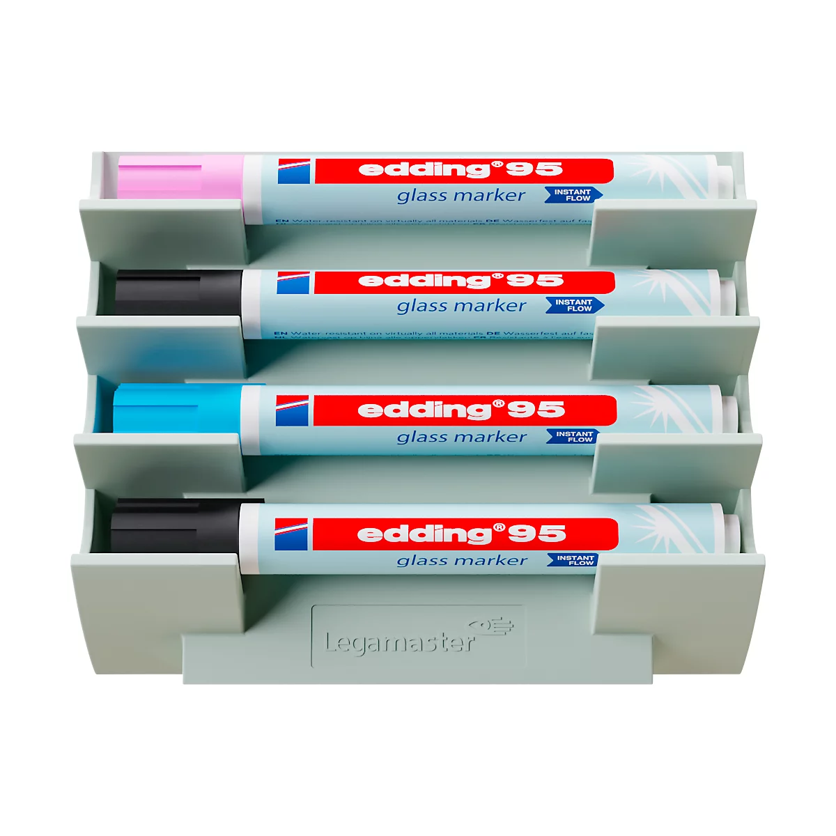 Legamaster markerhouder, voor glasborden, voor 4 markers, neodymium magneet, saliegroen