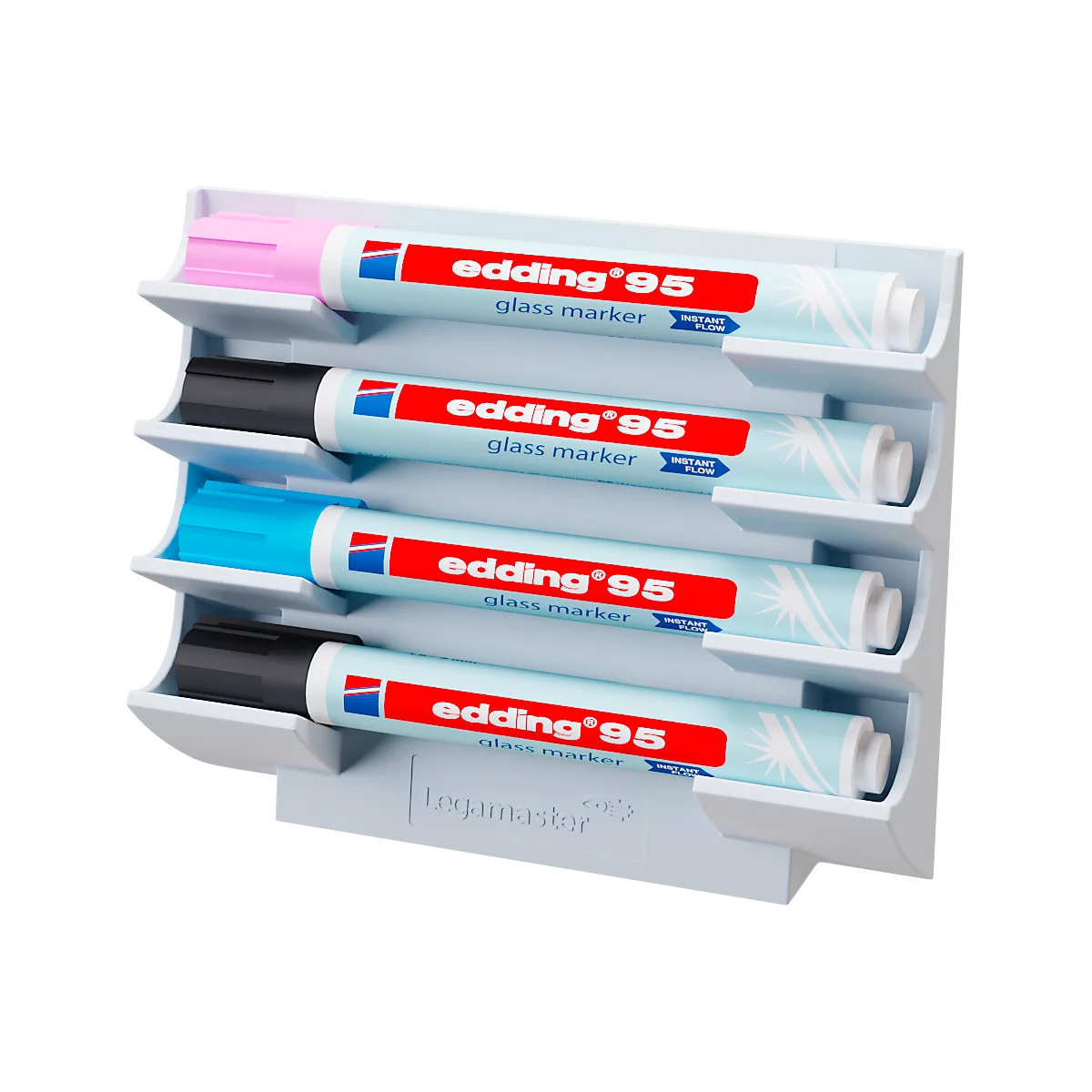 Legamaster markerhouder, voor glasborden, voor 4 markers, neodymium magneet, warm grijs