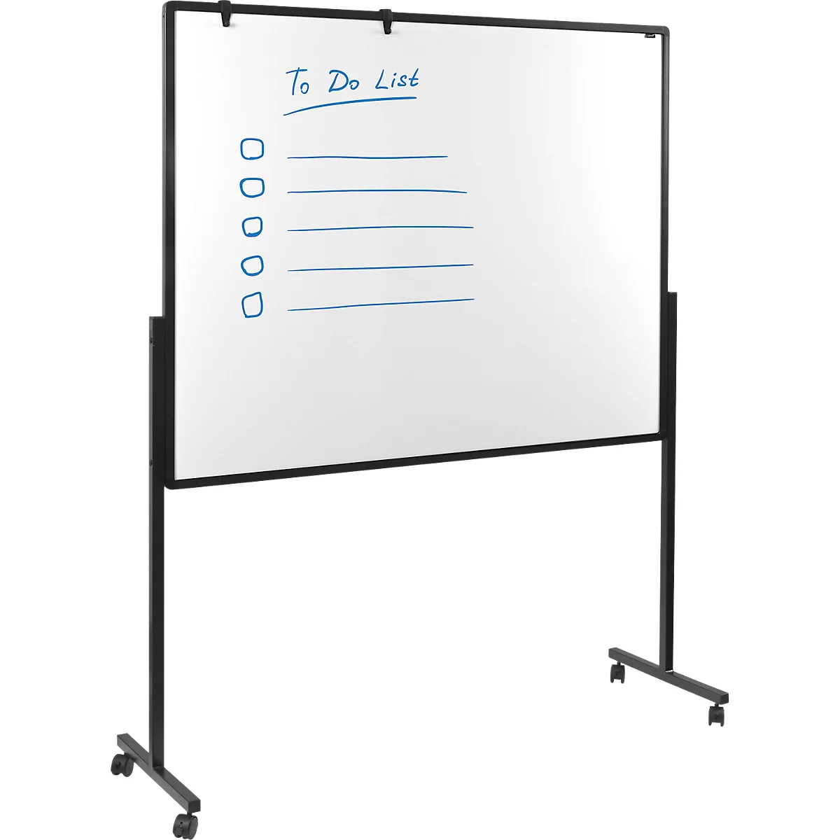 Legamaster PREMIUM multiboard mobile XL, tableau d'affichage et tableau blanc, avec roulettes, L 1200 x H 1500 mm, bleu, y compris crochets pour papier à cliquer