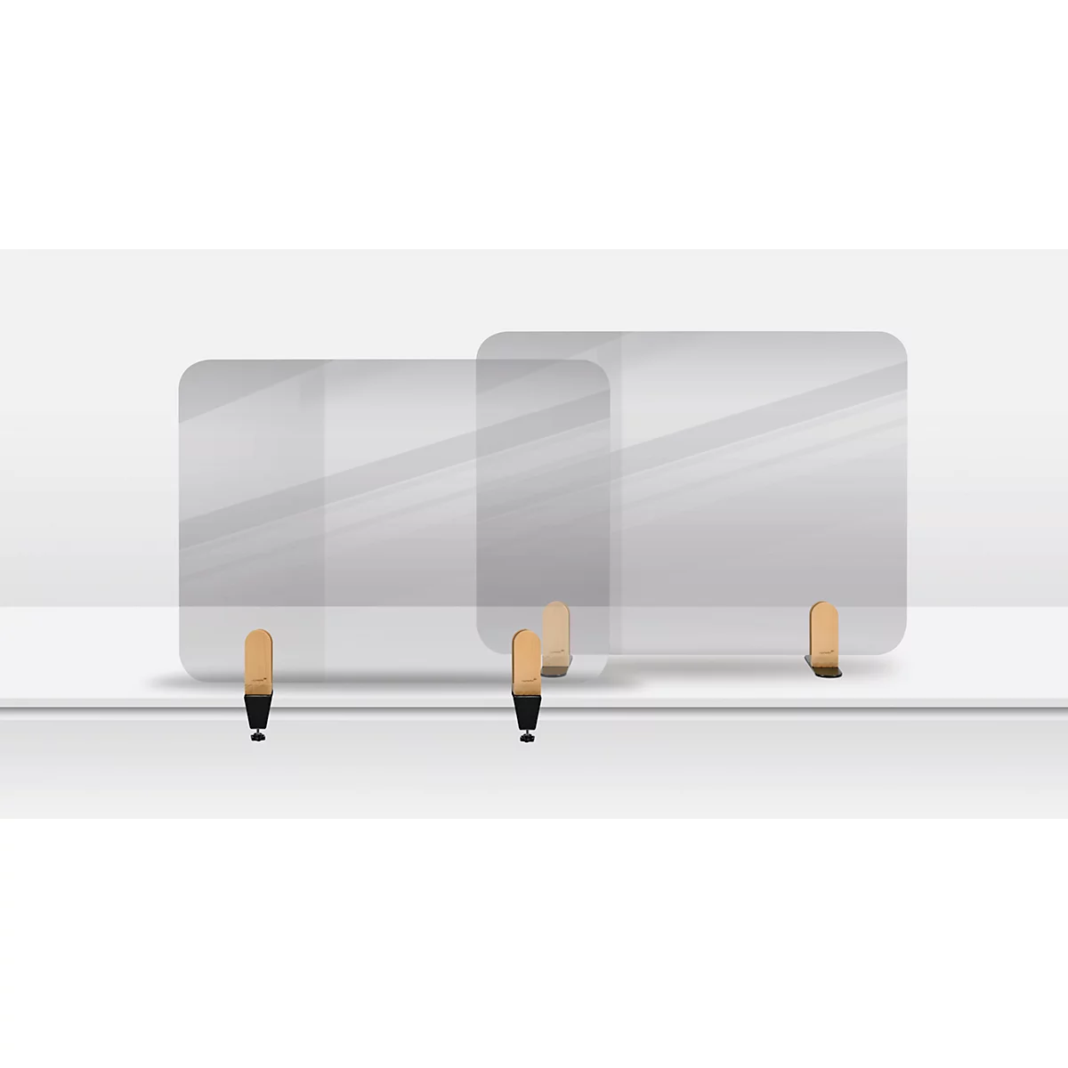 Legamaster séparateur de table transparent Elements, verre acrylique, y compris 2 pinces de table, L 800 x H 600 x P 5 mm