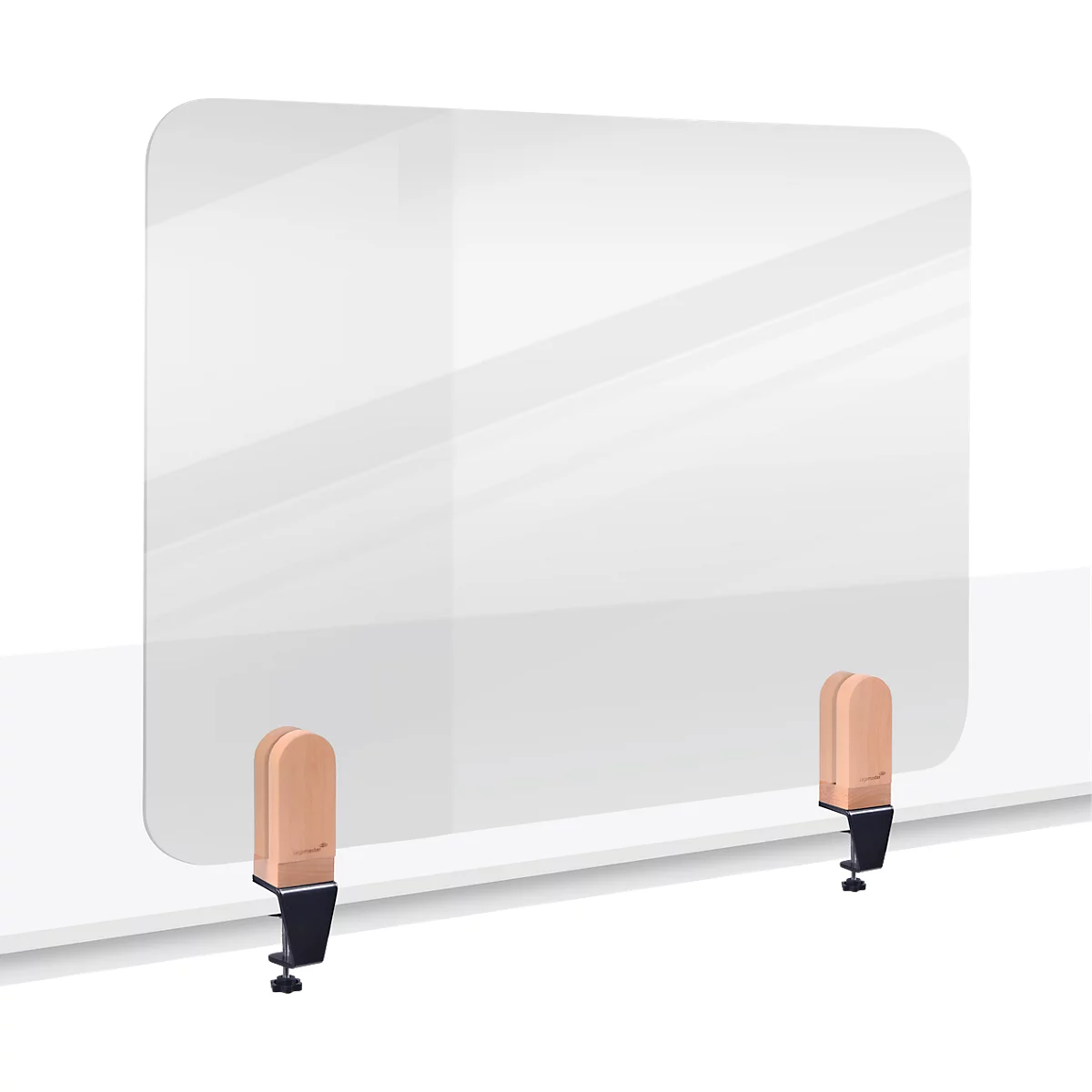 Legamaster séparateur de table transparent Elements, verre acrylique, y compris 2 pinces de table, L 800 x H 600 x P 5 mm