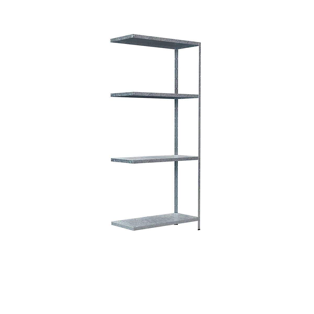Legborden zonder bouten in modulair systeem, aanbouwstelling, 800 x 350 x 1800 mm, gegalvaniseerd