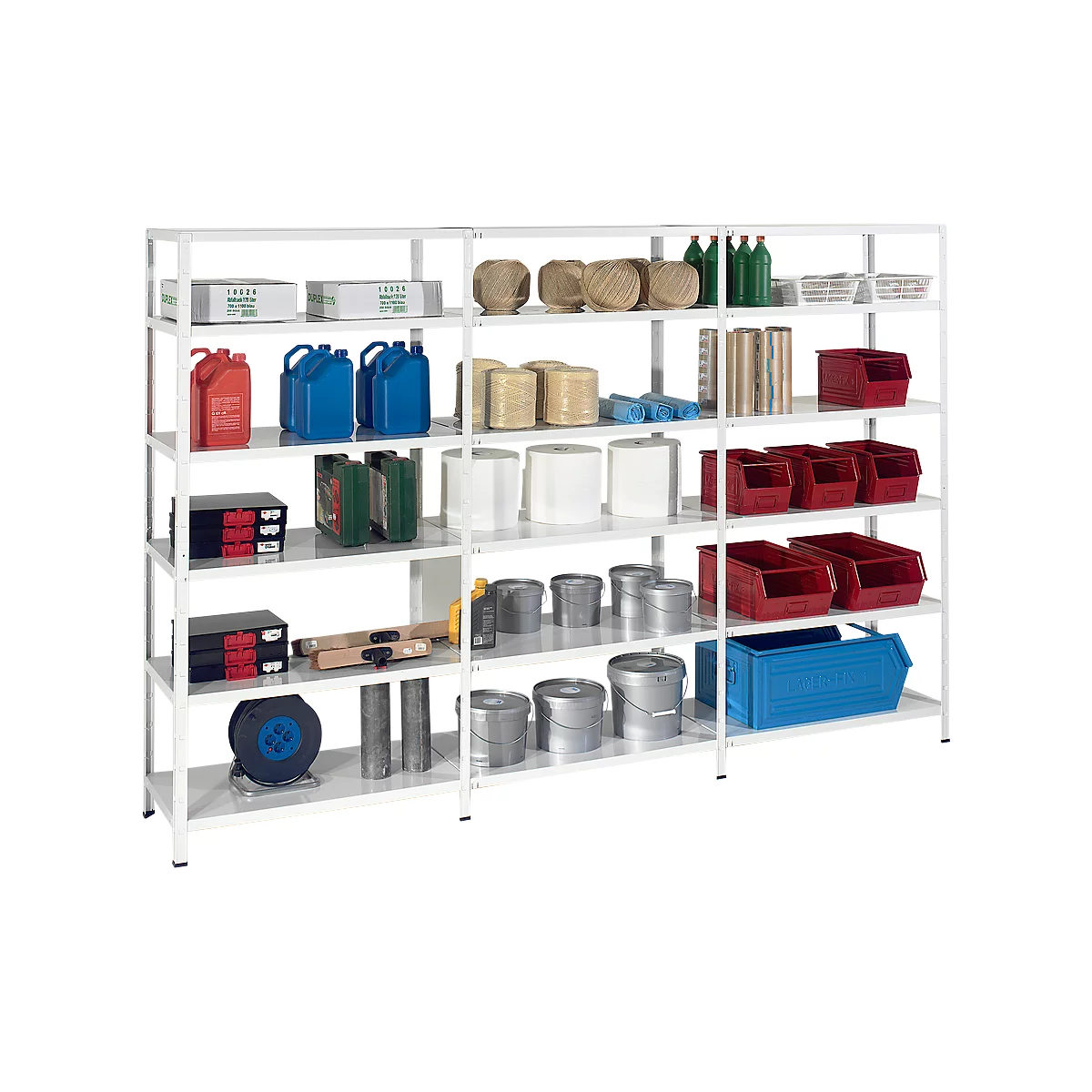 Legborden zonder grendels in modulair systeem, basis legbord, 800 x 300 x 1500 mm, wit