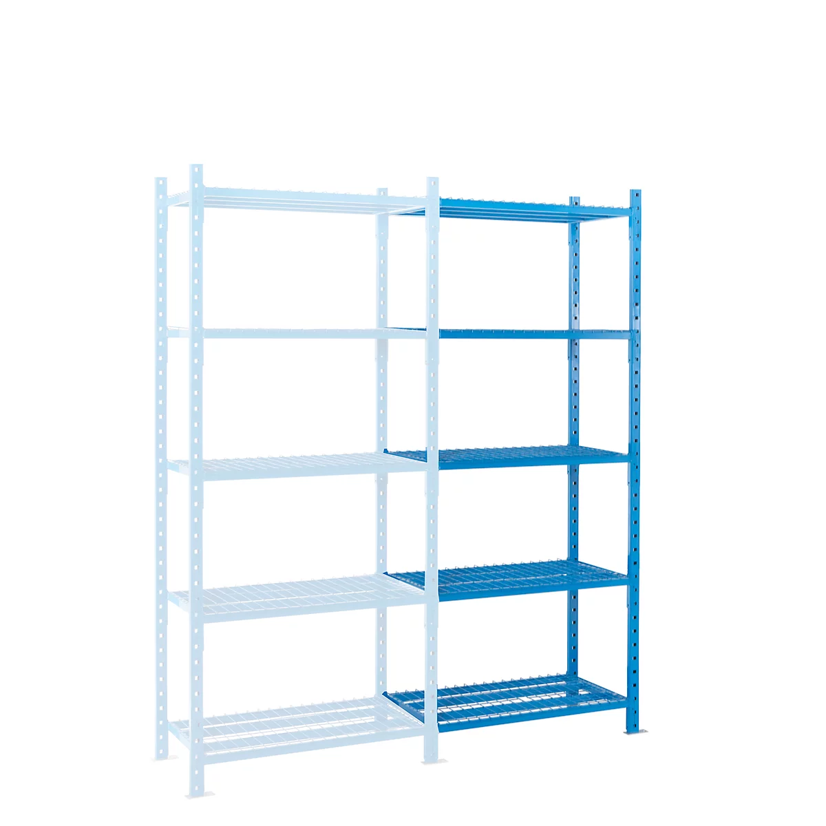 Legbordstelling-aanbouwsectie, m. 5 draadrooster-legborden, B 1260 x D 600 x H 2500 mm