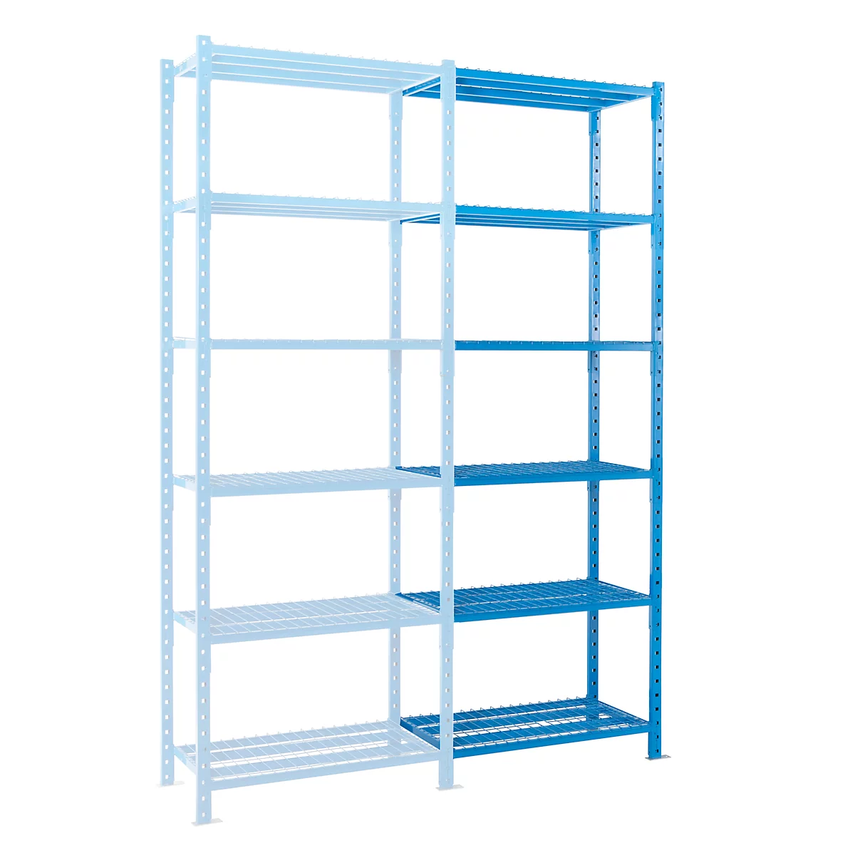 Legbordstelling-aanbouwsectie, m. 6 draadrooster-legborden, B 1260 x D 800 x H 3000 mm
