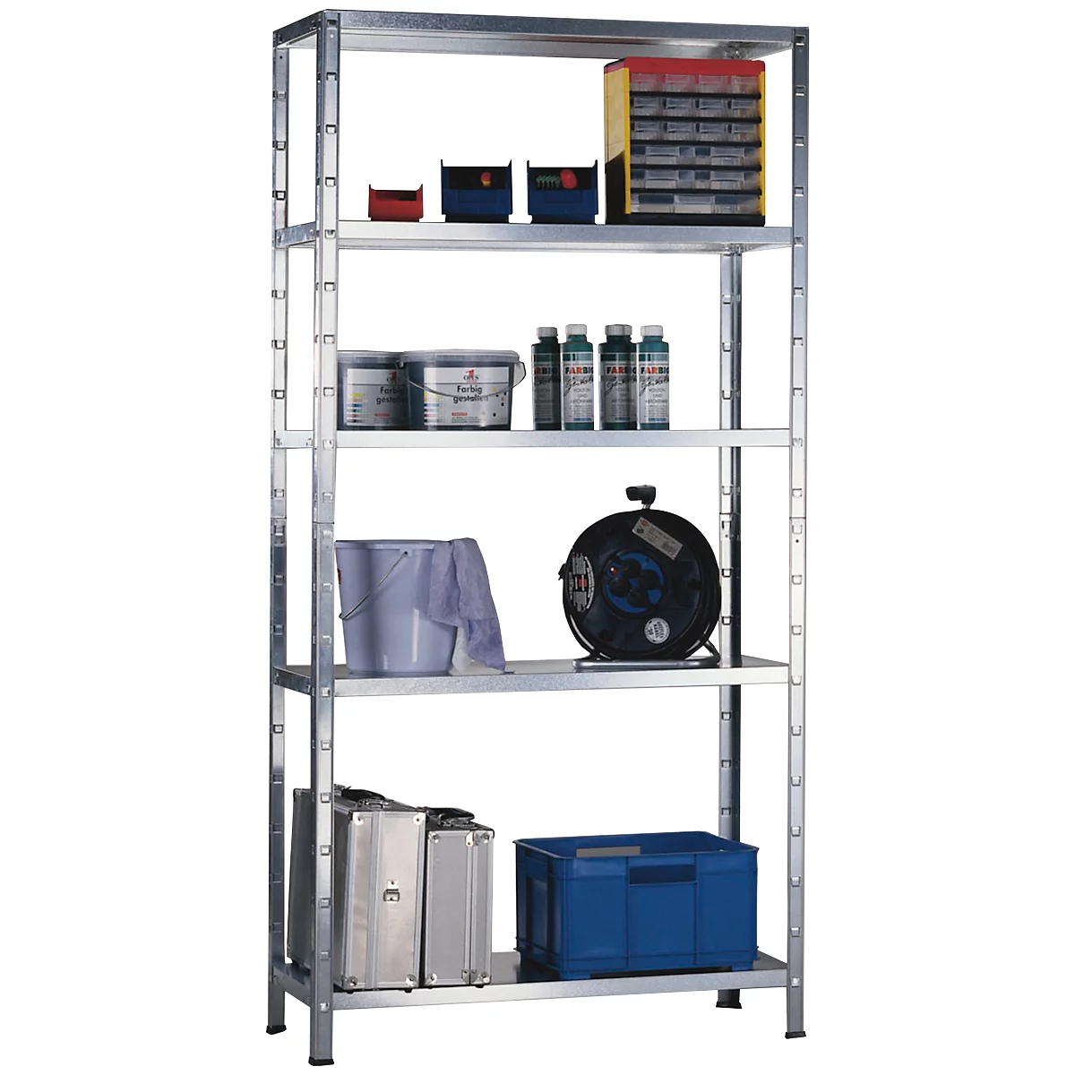 Legbordstelling in modulair systeem, Basisstelling, 1000 x 500 x 2000 mm, gegalvaniseerd