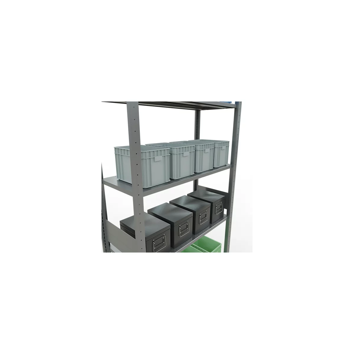 Legbordstelling MULTIplus150 - 7 legborden - L 1000 x B 400 x H 3000 mm - draagvermogen 150 kg - grijs