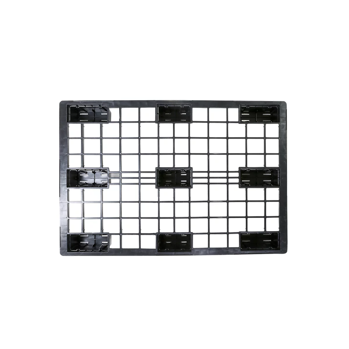 Leichtpalette FP-LP1208-9L, Tragkraft 1800/800 kg, 9 Füße, ineinander stapelbar, L 1200 x B 800 x H 153 mm, Recycling-HDPE, 10 Stück