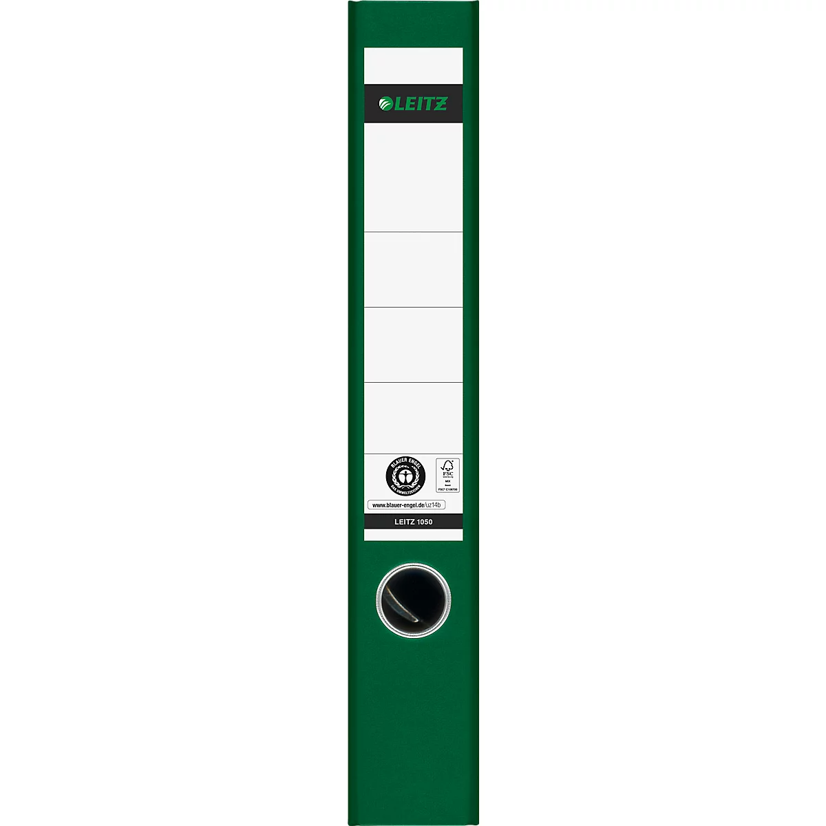 LEITZ®1050 carpetas, DIN A4, ancho de lomo 52 mm, agujero de agarre, etiqueta de lomo pegada, cartón duro, 20 unidades, verde