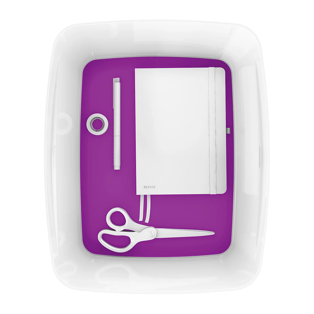 Leitz Ablagebox MyBox, DIN A4, für Utensilien, weiß/violett