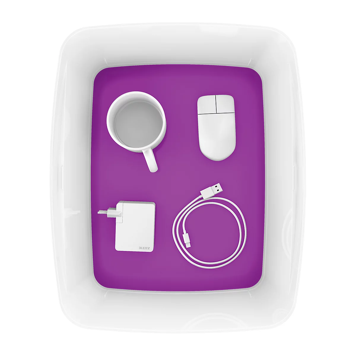 Leitz Ablagebox MyBox, DIN A4, für Utensilien, weiß/violett