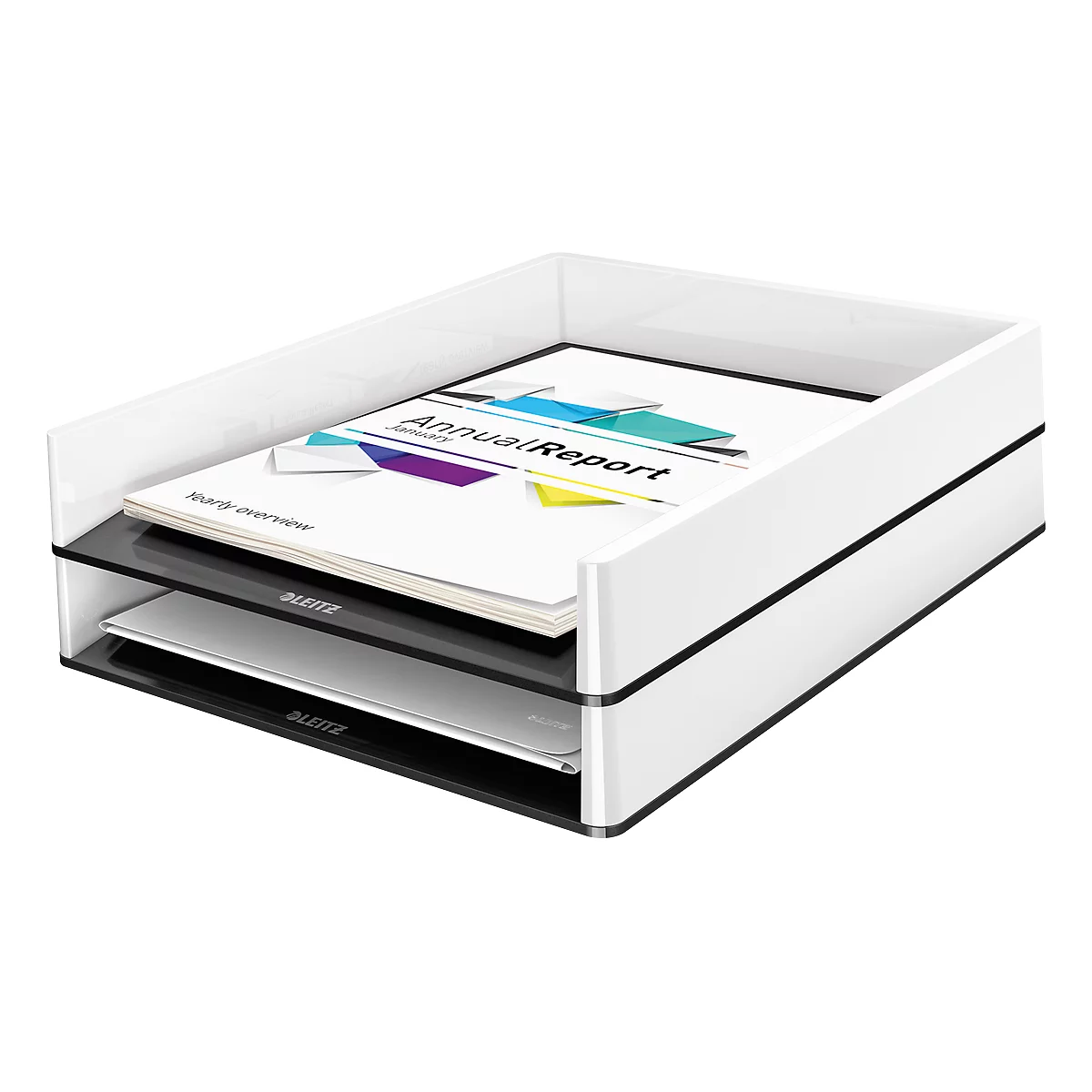 LEITZ® Ablagekorb WOW Duo Color, DIN A4, weiss/schwarz