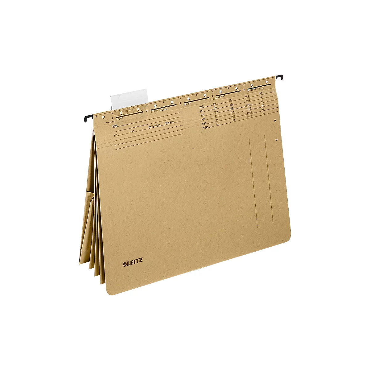 Leitz Alpha® Hängemappe mit 4 Klebestreifen und 3 Fächern, A4, Naturbraun
