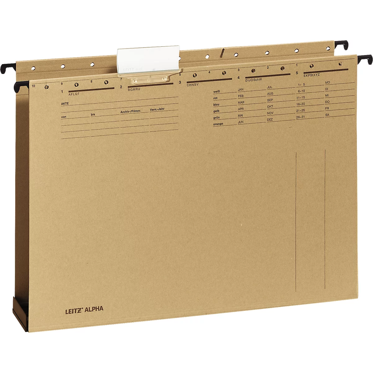 LEITZ® ALPHA hangmap 1942, met begrenzing aan de zijkanten, 40 mm kunststof bodem, 25 stuks