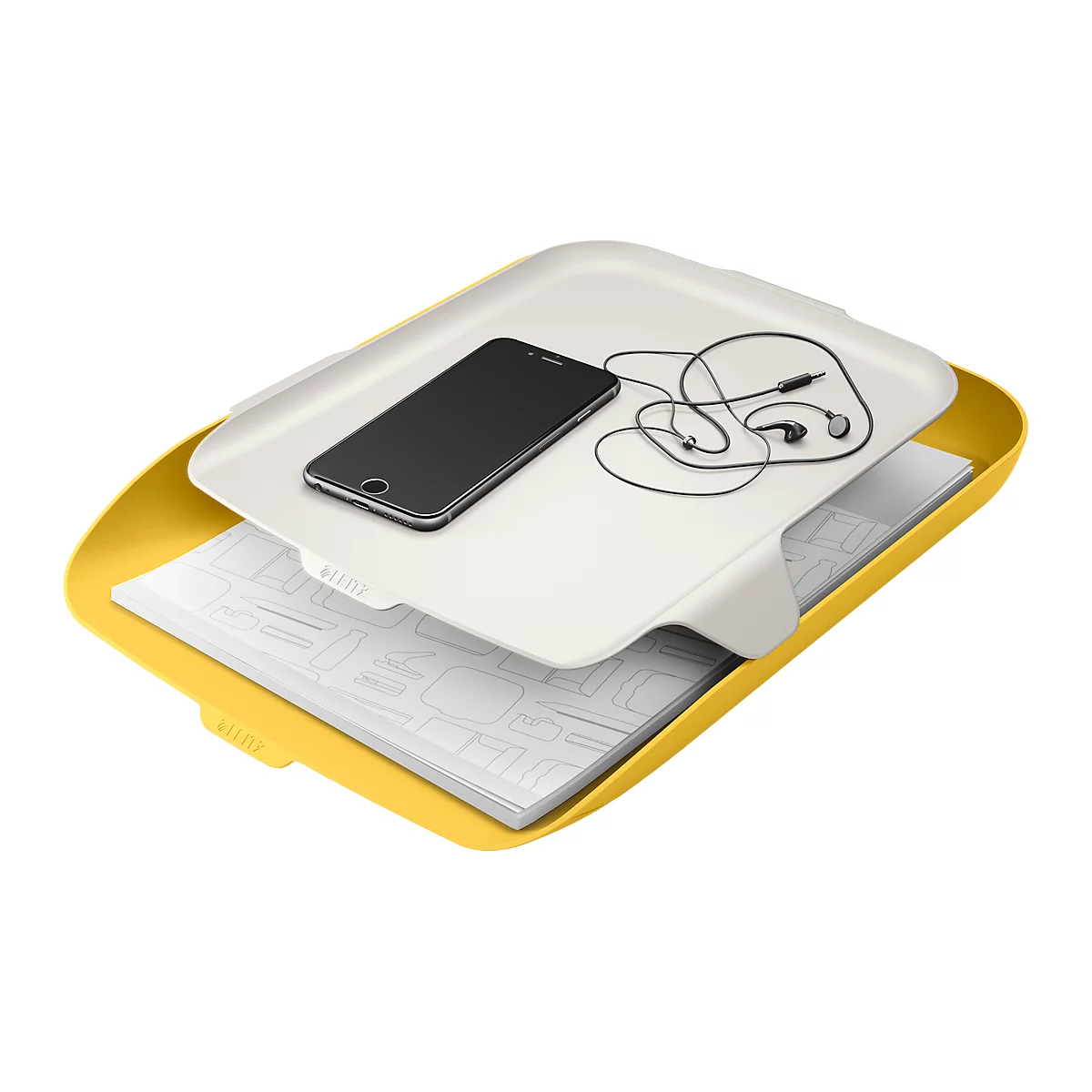Leitz® Bac à courrier avec organiseur Cosy, pour documents A4, empilable, jaune