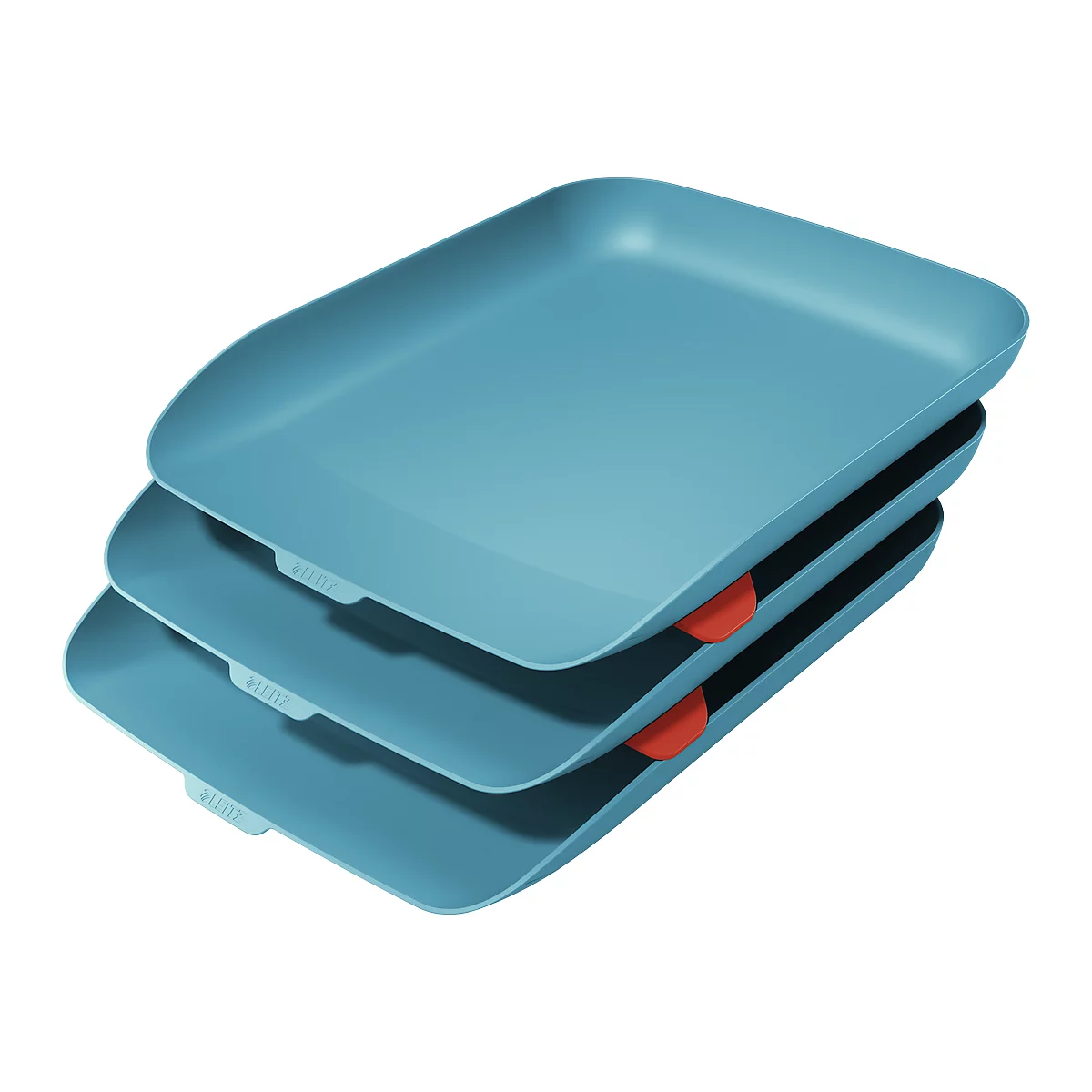 Leitz® Bac à courrier Cosy, lot de 3, pour documents A4, empilable, bleu