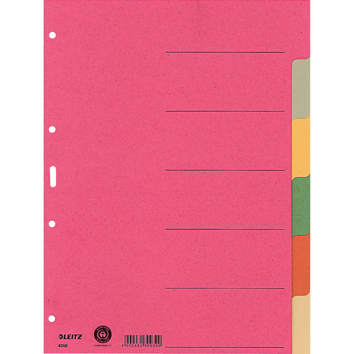 LEITZ® blanco indexbladen, 6 tabs, gebruik naar eigen inzicht, losbladig
