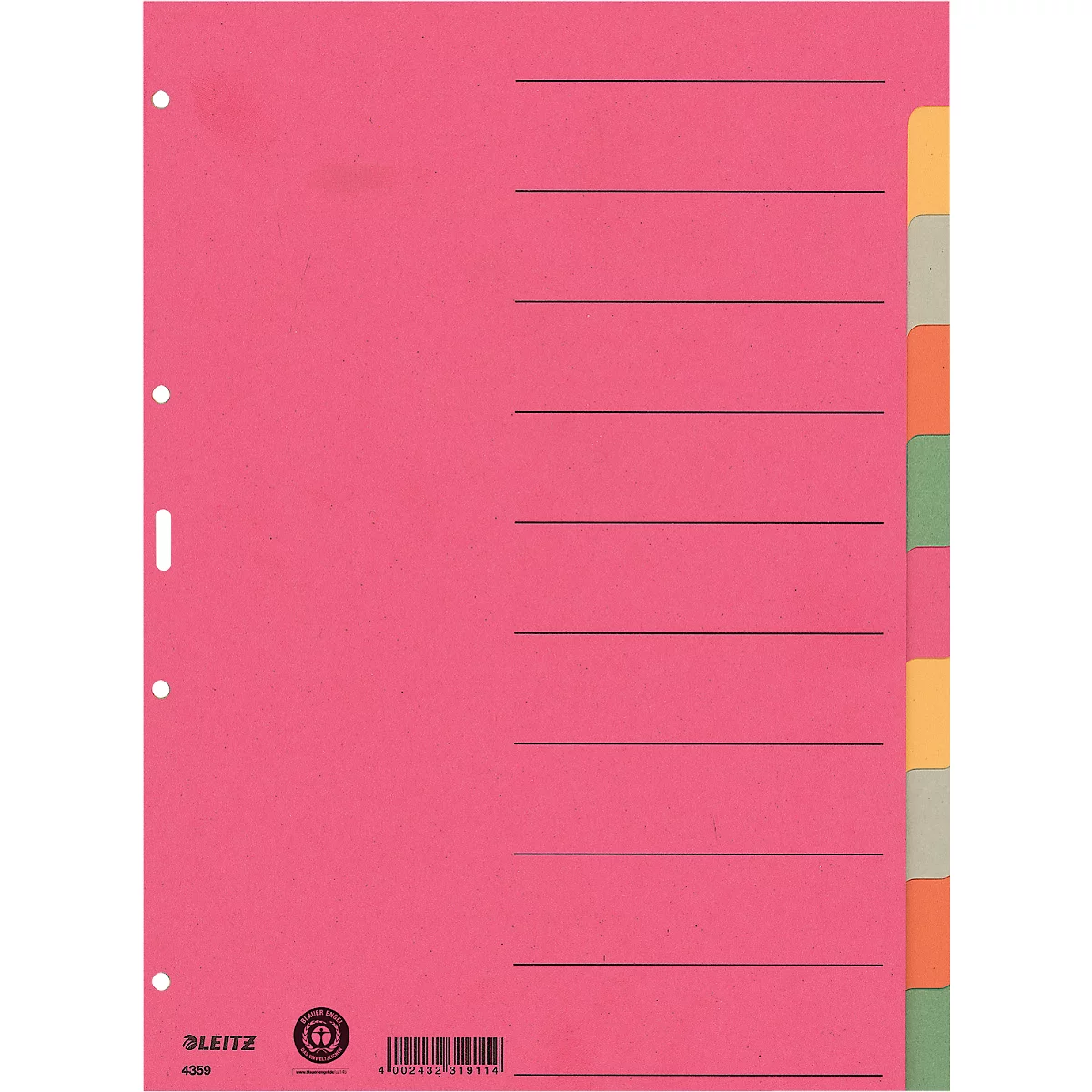 LEITZ® blanco indexbladen, 8 tabs, gebruik naar eigen inzicht, losbladig