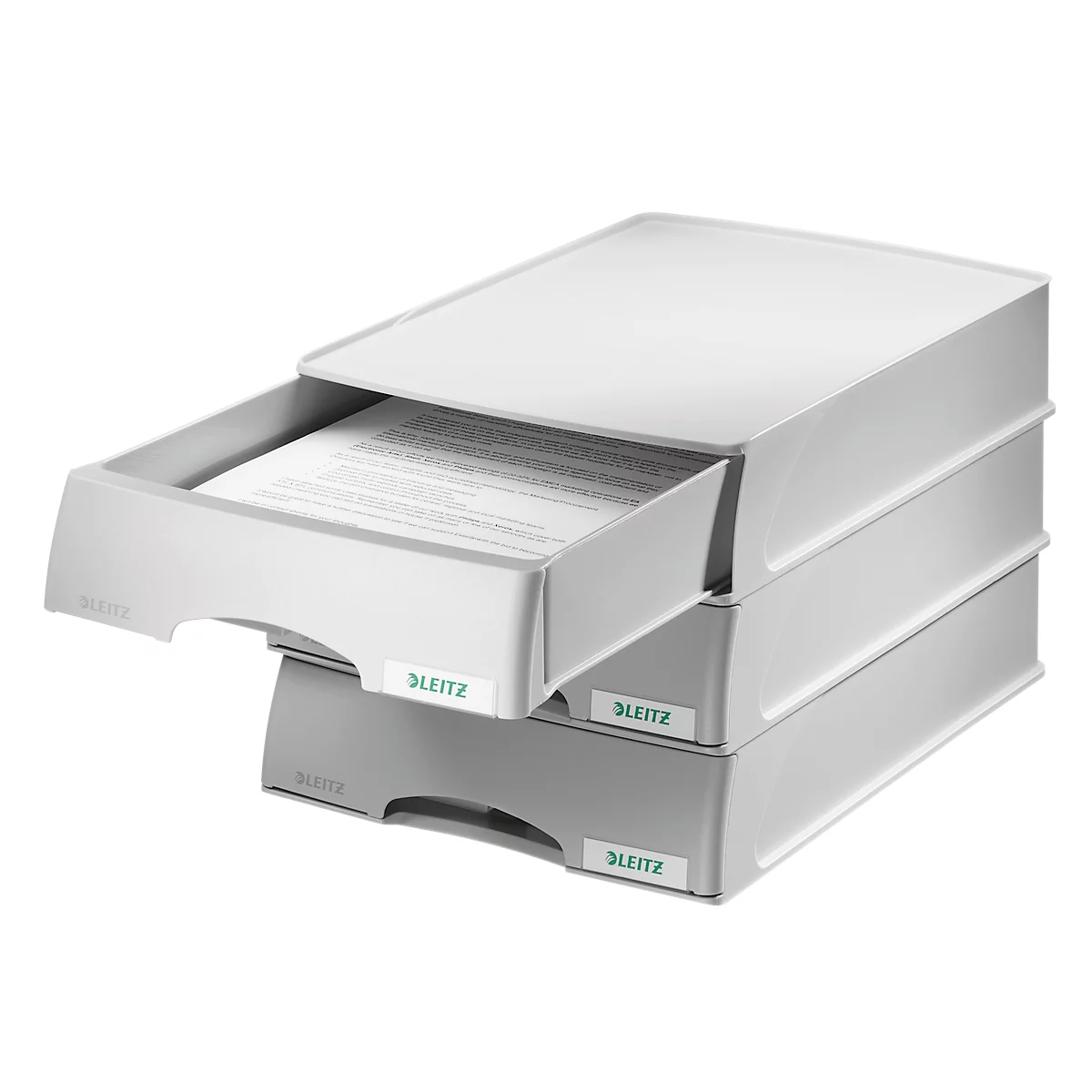 LEITZ® Brievenbak met lade Plus, A4, kunststof, 4 st., grijs