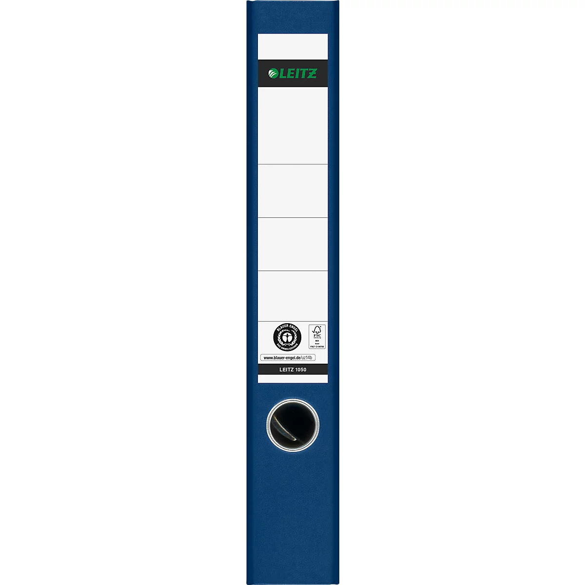 LEITZ® Carpeta 1050, DIN A4, ancho de lomo 52 mm, agujero de agarre, etiqueta de lomo pegada, cartón duro, 20 unidades, azul