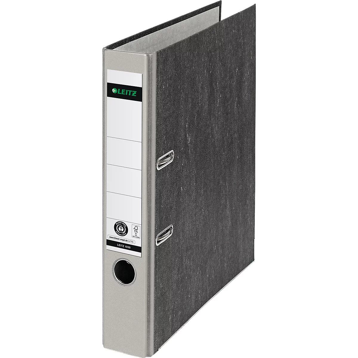 LEITZ® Carpeta 1050, DIN A4, ancho de lomo 52 mm, agujero de agarre, etiqueta de lomo pegada, cartón duro, 20 unidades, gris