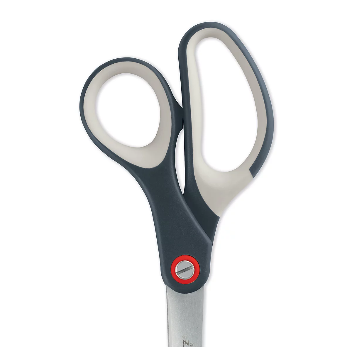 Ciseaux, manche anthracite avec insert blanc, lames argentées.