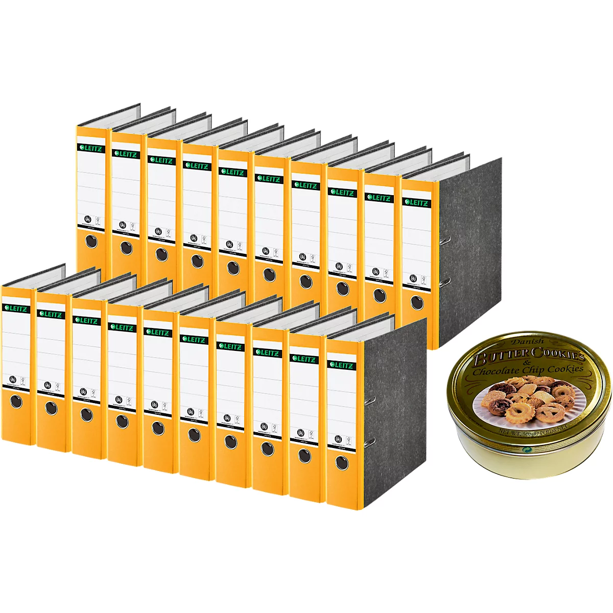 LEITZ® Classeur 1080, DIN A4, 80 mm, jaune + 1 boîte de Buttercookies gratuite