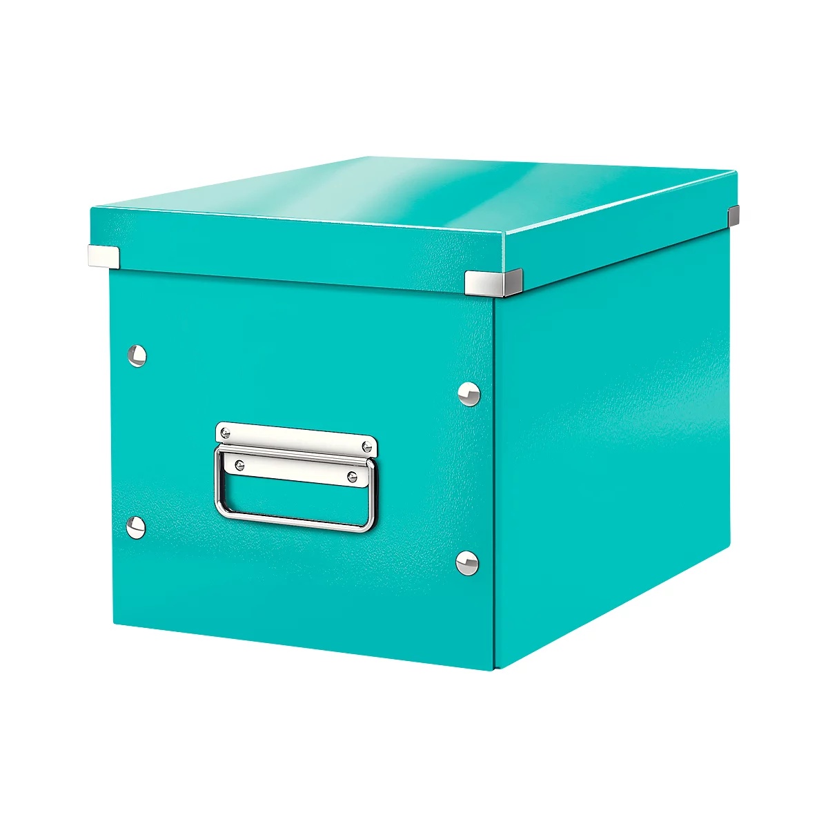 Turquoise box with lid and silver fittings.