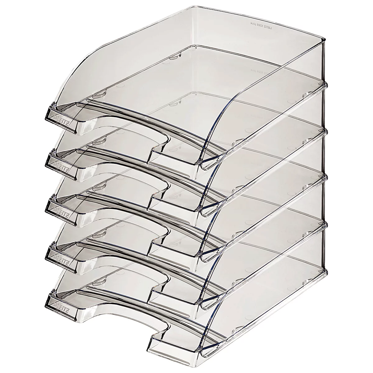 LEITZ® Corbeille à courrier Standard 5226, plastique, 5 pièces, gris transparent