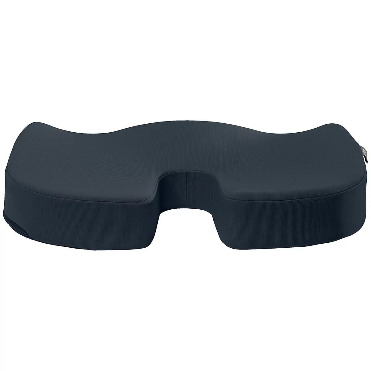 Coussin de siège ergonomique bleu foncé, avec un renfoncement au milieu, pour un confort d'assise optimal.