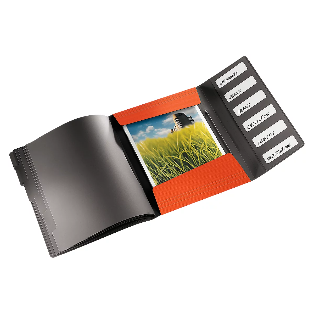 LEITZ® documentenmap Solid, A4, 3 flappen, 6 vakken, PP, lichtrood