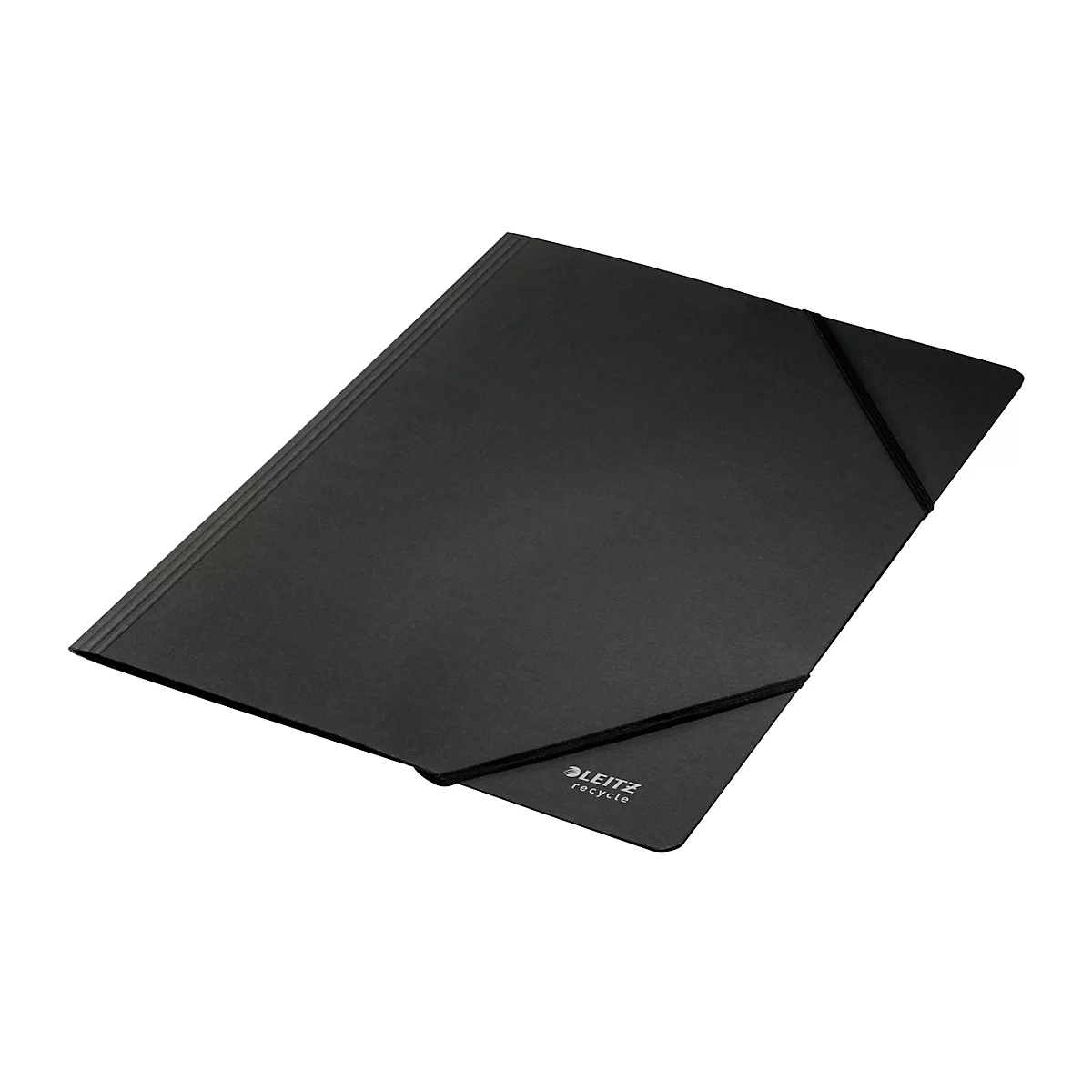 Leitz® Eckspanner Recycle, A4, bis zu 250 Blatt, Gummizugverschluss, zu 100 % recycelbar, Blauer Engel, Recyclingkarton, schwarz